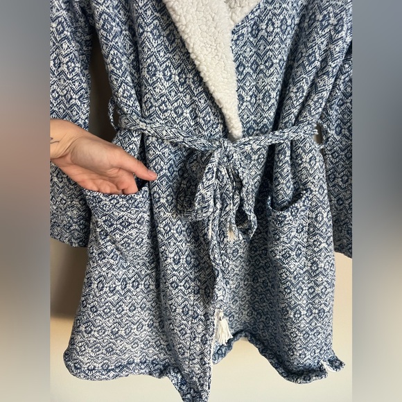 Anthropologie Saturday Sunday Himalaya Teddy Robe Blue XS/S - Picture 3 of 6